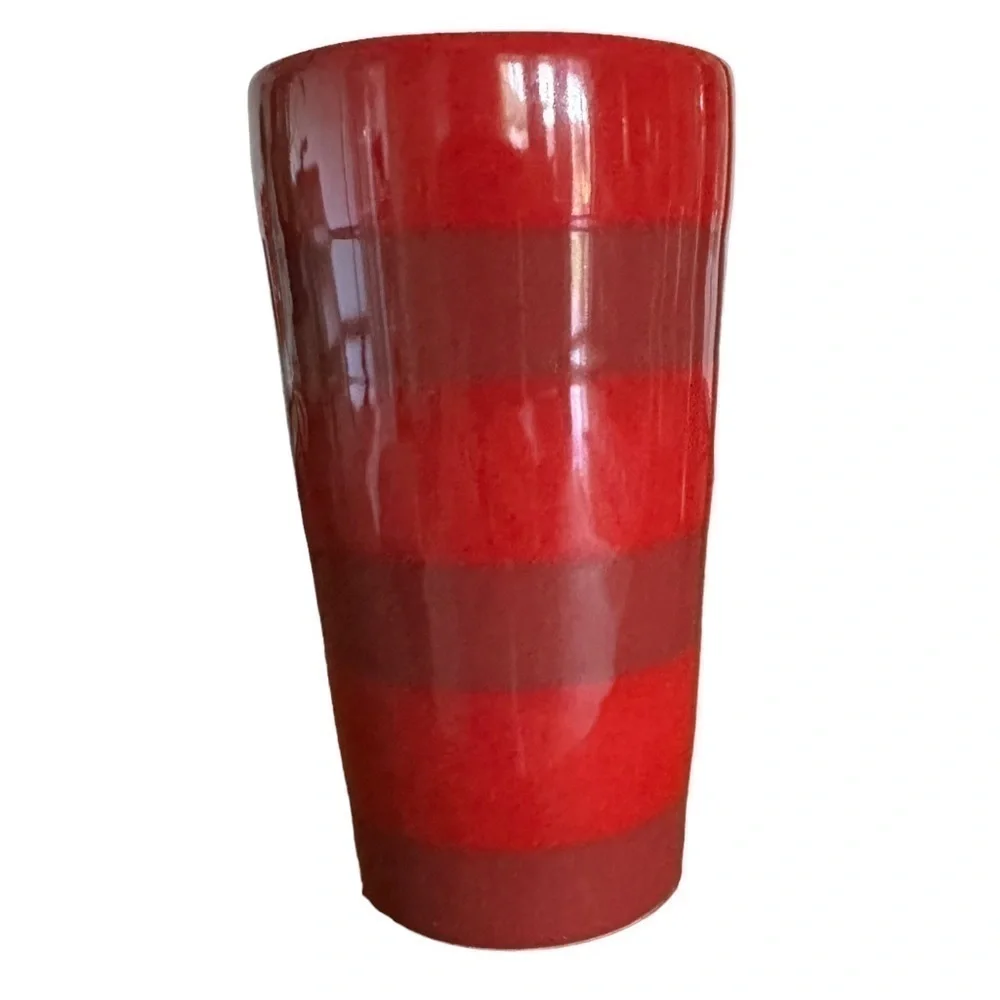 STARBUCKS HOLIDAY 2021 RED STRIPED CERAMIC TUMBLER